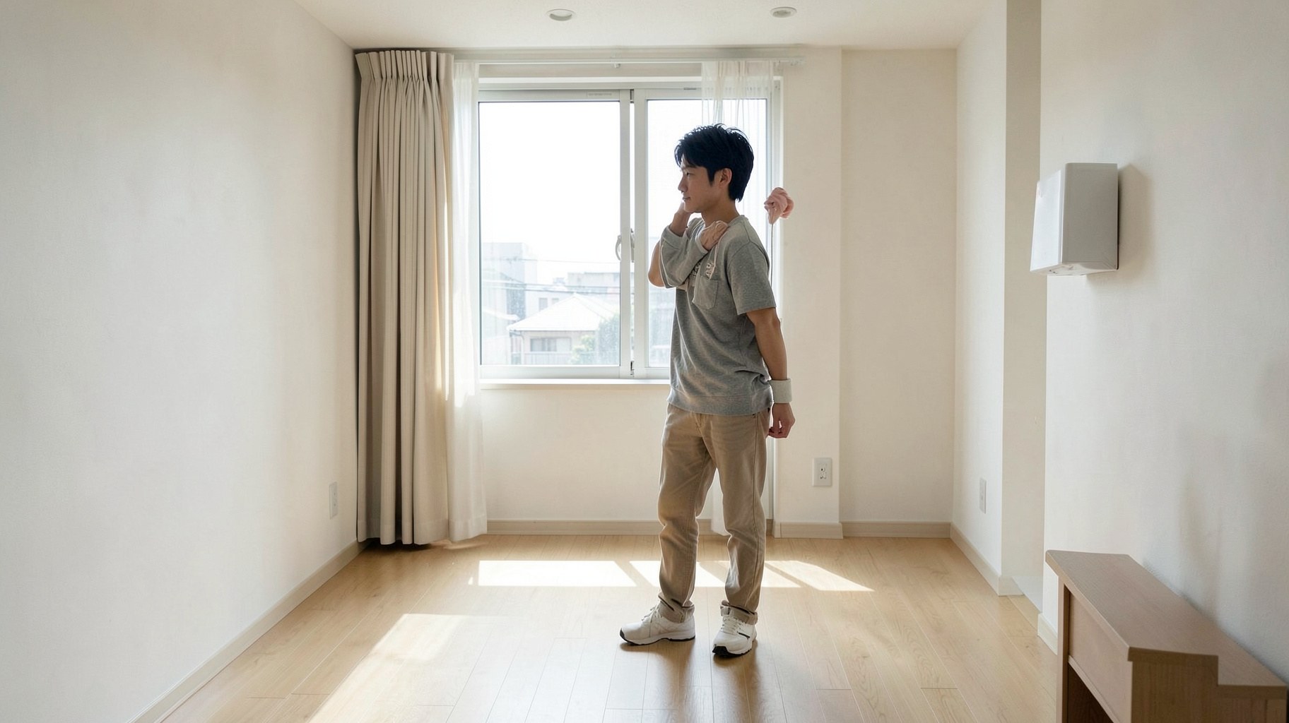 内見中に部屋の状態を確認する様子
