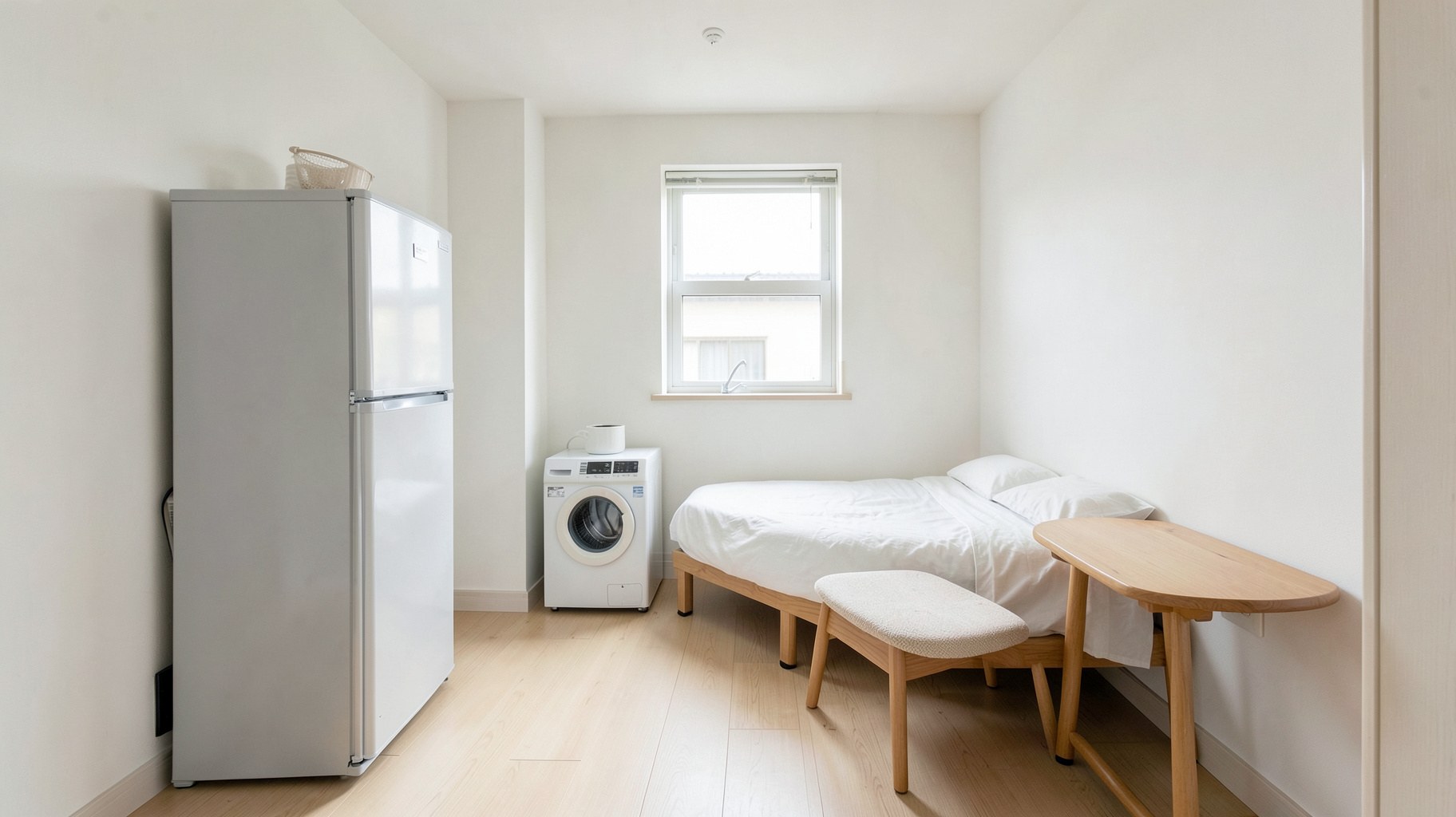 最小限に整えられた一人暮らしの部屋
